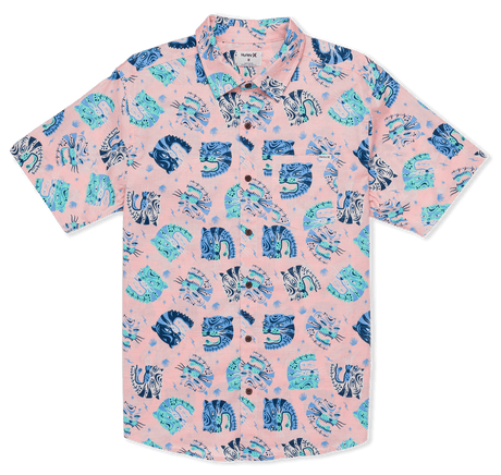HURLEY HURLEY One And Only Lido Stretch Short Sleeve Button Up Candy Pink Men's Short Sleeve Button Up Shirts Hurley 