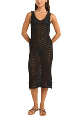 RHYTHM Women's Maddie Knit Scoop Neck Midi Dress Black Women's Dresses Rhythm 