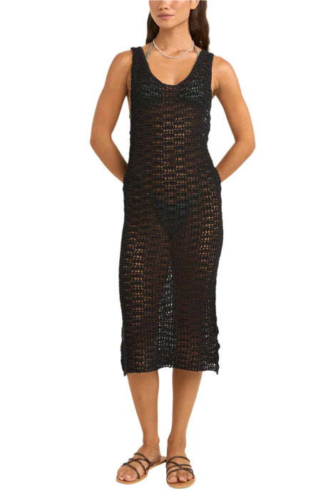 RHYTHM Women's Maddie Knit Scoop Neck Midi Dress Black Women's Dresses Rhythm 