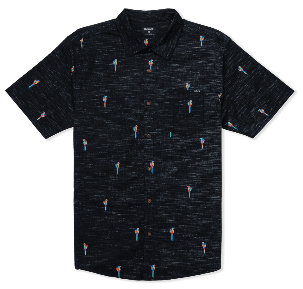 HURLEY One And Only Lido Stretch Short Sleeve Button Up Black Men's Short Sleeve Button Up Shirts Hurley 