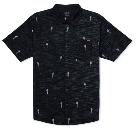 HURLEY One And Only Lido Stretch Short Sleeve Button Up Black Men's Short Sleeve Button Up Shirts Hurley 