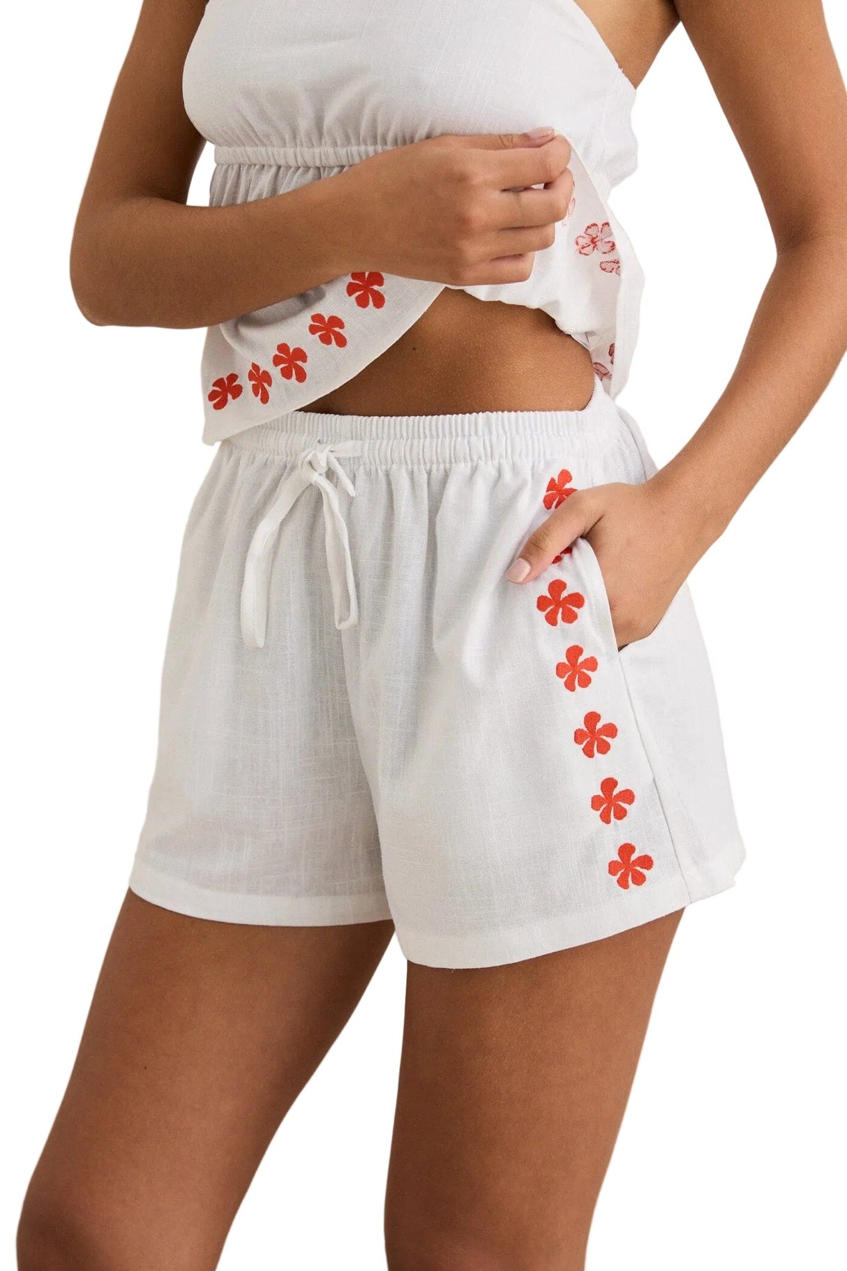 RHYTHM Women's Melia Floral Embroidered Short White Women's Shorts Rhythm 