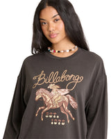 BILLABONG Women's Familiar Roads Long Sleeve T-Shirt Off Black