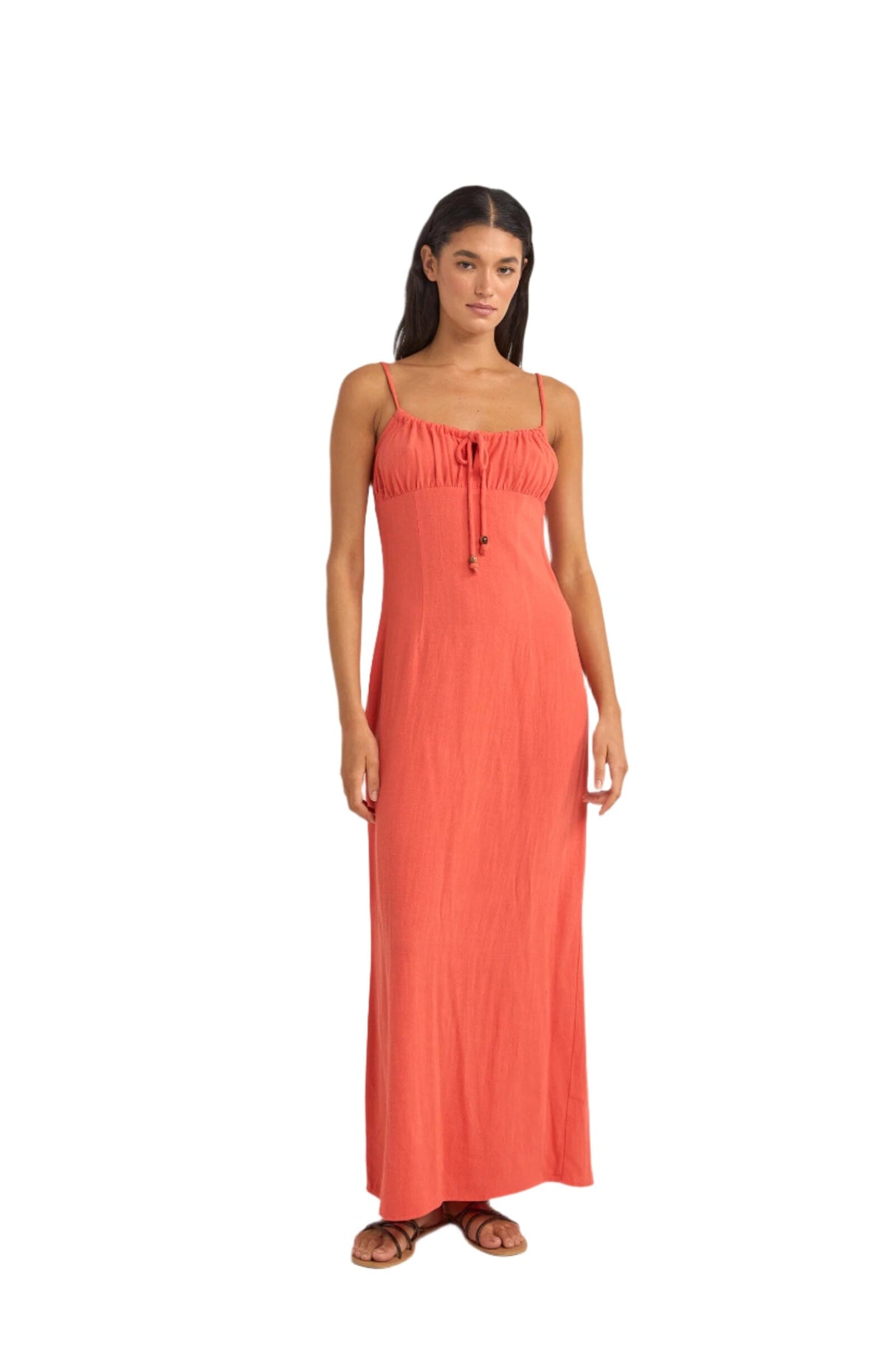 RHYTHM Women's Austin Gathered Maxi Dress Coral Freeride Boardshop RHYTHM Women's Austin Gathered Maxi Dress Coral Freeride Boardshop