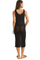 RHYTHM Women's Maddie Knit Scoop Neck Midi Dress Black Women's Dresses Rhythm 
