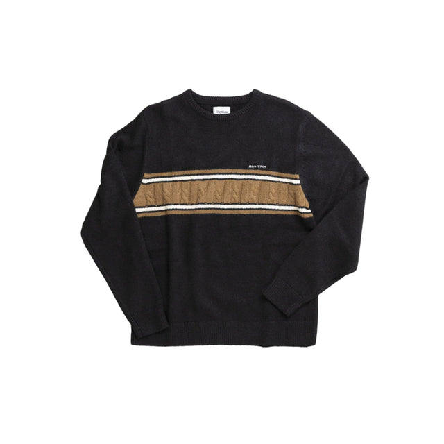 RHYTHM Mohair Stripe Knit Black Men's Sweaters Rhythm 