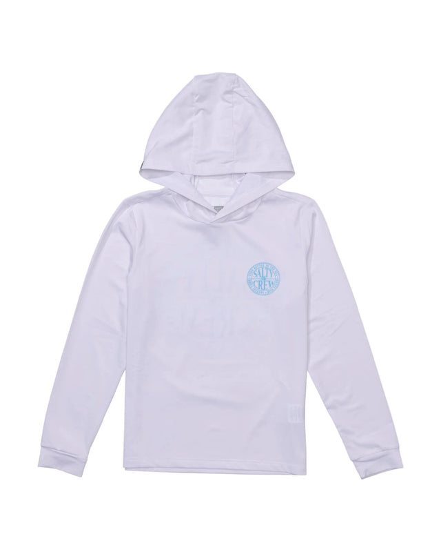 SALTY CREW Boys Global Hooded Sunshirt White/Slate Youth Rashguards Salty Crew 