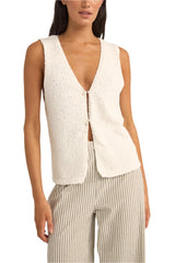 RHYTHM Women's Adele Longline Knit Vest White Women's Vests Rhythm 