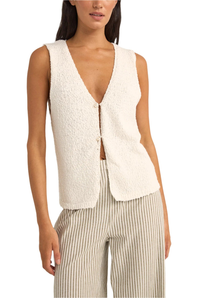 RHYTHM Women's Adele Longline Knit Vest White Women's Vests Rhythm 