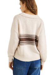 RHYTHM Women's Strata Knit Collared Jumper Natural Men's Crewnecks Rhythm 