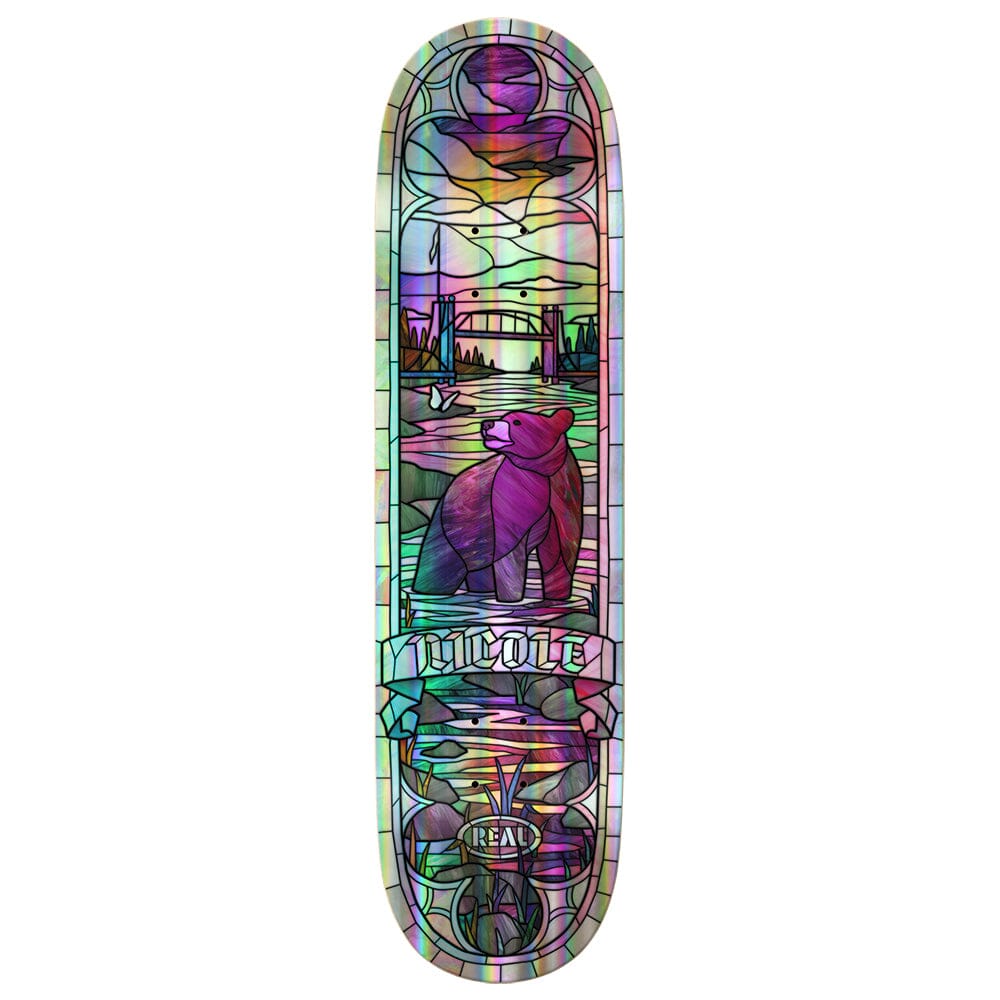 REAL Nicole Rainbow Foil Holographic Cathedral 8.38 Skateboard Deck Skateboard Decks Real 