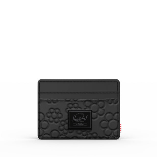 HERSCHEL Quilted Charlie Cardholder Wallet Black Tonal Daisy Men's Wallets Herschel Supply Company 