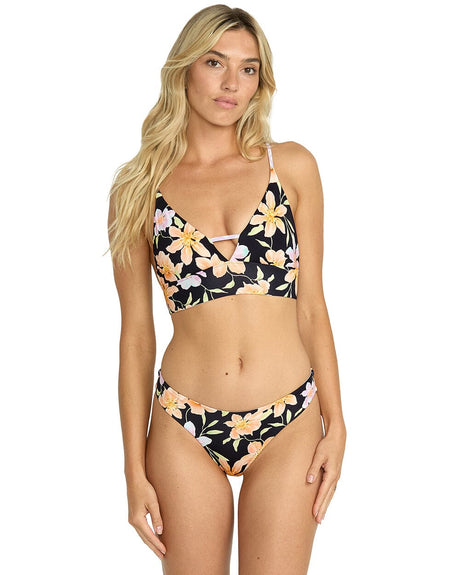 BILLABONG Women's Twin Sol Reversible V Neck Cami Bikini Top Mulch Women's Bikini Tops Billabong 