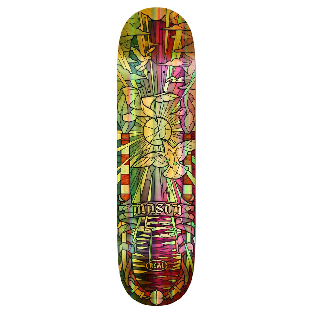 REAL Mason Gold Foil Holographic Cathedral 8.25 True Fit Skateboard Deck Skateboard Decks Real 