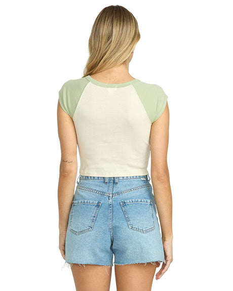 BILLABONG Paradise Short Sleeve Raglan T-Shirt Pistachio Women's Short Sleeve T-Shirts Billabong 