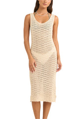 RHYTHM Women's Maddie Knit Scoop Neck Midi Dress Cream Women's Dresses Rhythm 