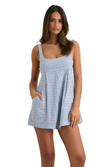 RHYTHM Women's Lola Check Romper Blue Women's Rompers & Jumpsuits Rhythm 