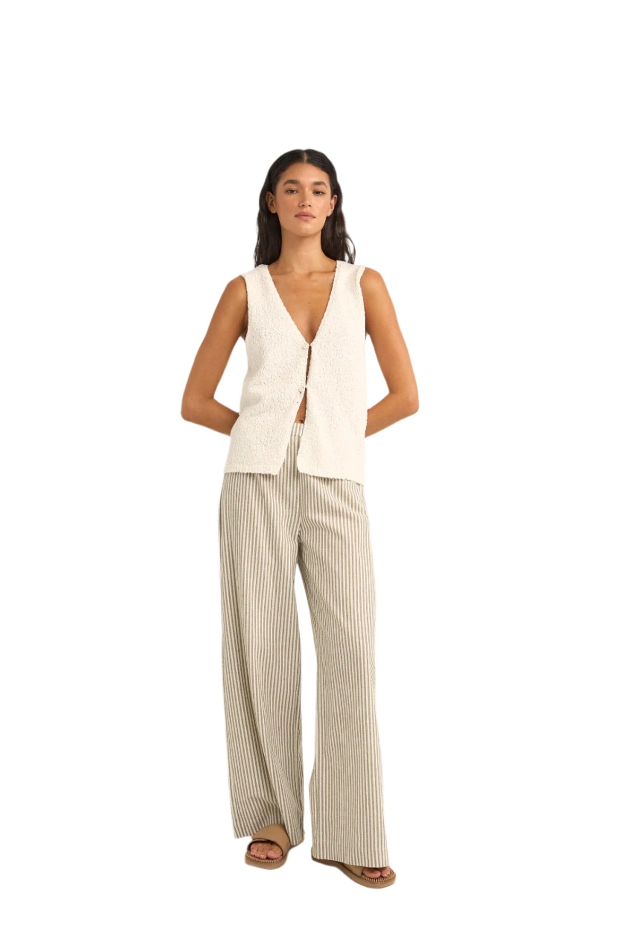 RHYTHM Women's Adele Longline Knit Vest White Women's Vests Rhythm 