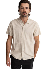 RHYTHM Classic Linen Short Sleeve Button Up Shirt Sand Men's Short Sleeve Button Up Shirts Rhythm 