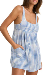 RHYTHM Women's Lola Check Romper Blue Women's Rompers & Jumpsuits Rhythm 