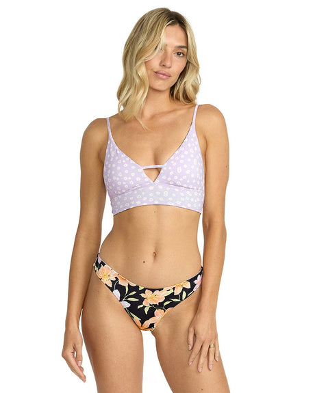 BILLABONG Women's Twin Sol Reversible V Neck Cami Bikini Top Mulch Women's Bikini Tops Billabong 