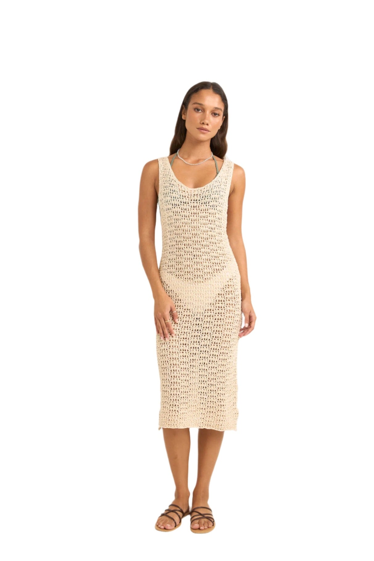 RHYTHM Women's Maddie Knit Scoop Neck Midi Dress Cream Women's Dresses Rhythm 