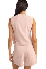 RHYTHM Women's Lola Check Vest Dusty Pink Women's Vests Rhythm 