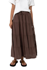 RHYTHM Women's Classic Tiered Maxi Skirt Chocolate Women's Skirts Rhythm 