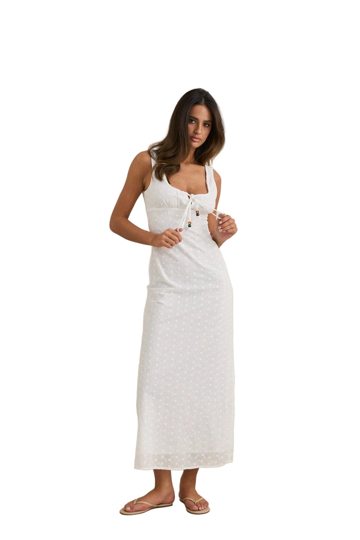 RHYTHM Women's Gigi Gathered Maxi Dress White Women's Dresses Rhythm 