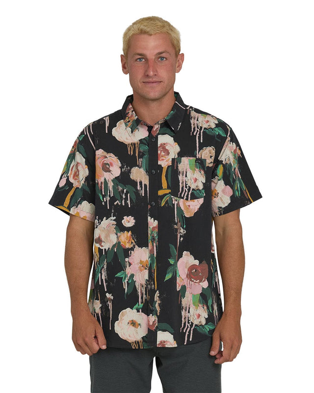 BILLABONG Sundays Short Sleeve Button Up Black Men's Short Sleeve Button Up Shirts Billabong 