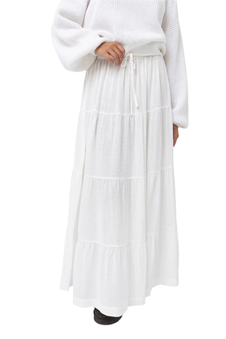 RHYTHM Women's Classic Tiered Maxi Skirt White Women's Skirts Rhythm 