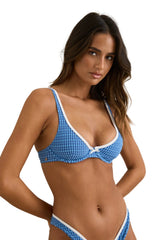 RHYTHM Women's Lola Check Underwire Bikini Top Blue Women's Bikini Tops Rhythm 