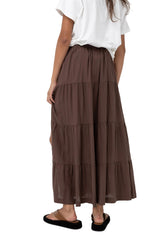 RHYTHM Women's Classic Tiered Maxi Skirt Chocolate Women's Skirts Rhythm 