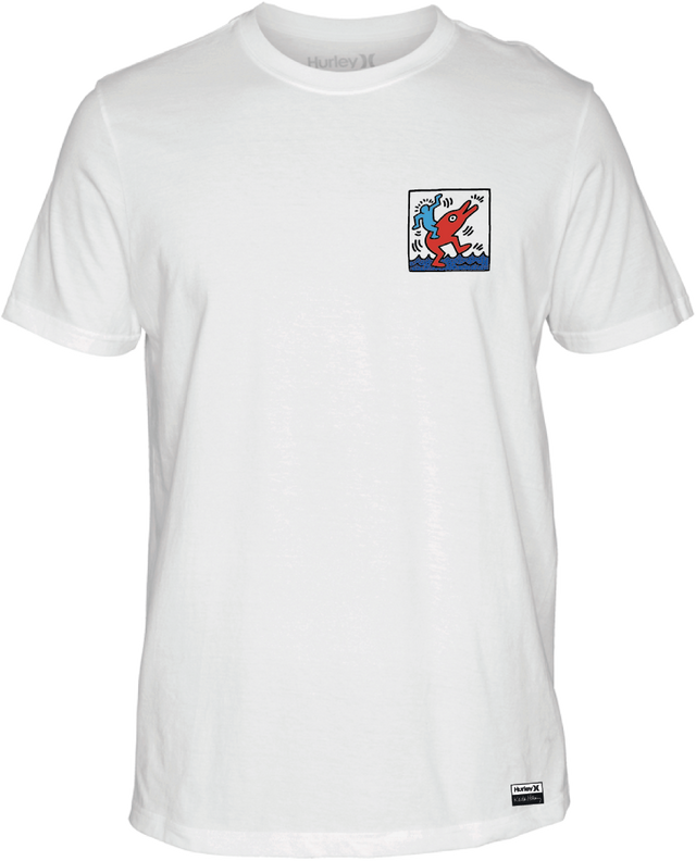 HURLEY Keith Haring Dolphin Ride T-Shirt White Men's Short Sleeve T-Shirts Hurley 