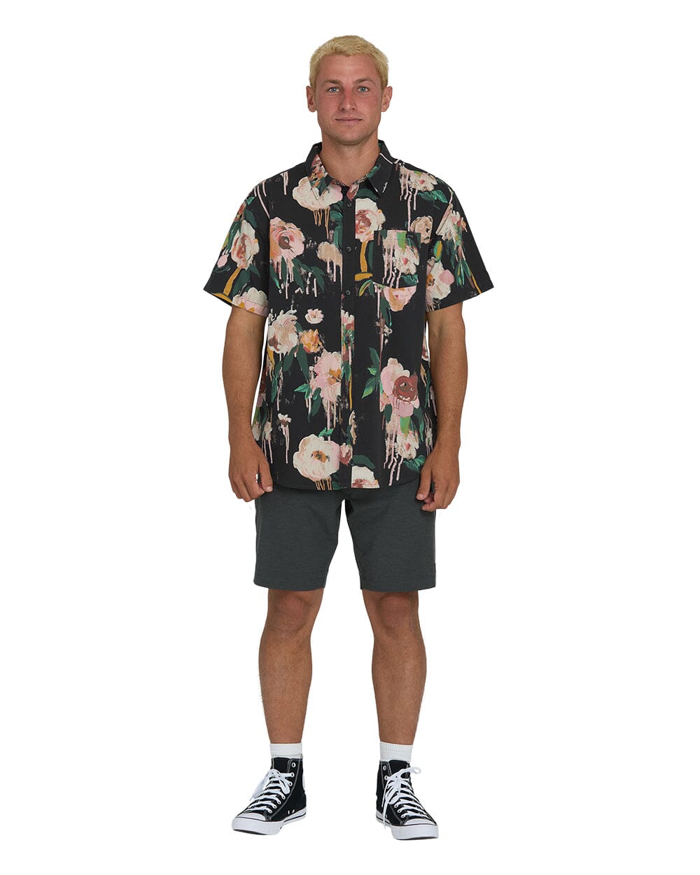 BILLABONG Sundays Short Sleeve Button Up Black Men's Short Sleeve Button Up Shirts Billabong 