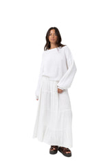 RHYTHM Women's Classic Tiered Maxi Skirt White Women's Skirts Rhythm 