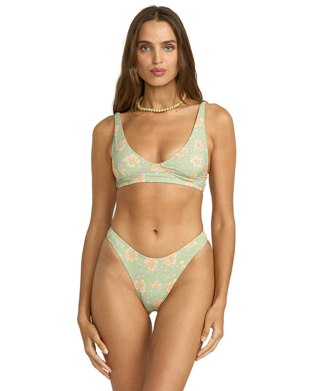 BILLABONG Women's More To Sea Cami Plunge Bikini Top Pistachio Women's Bikini Tops Billabong 