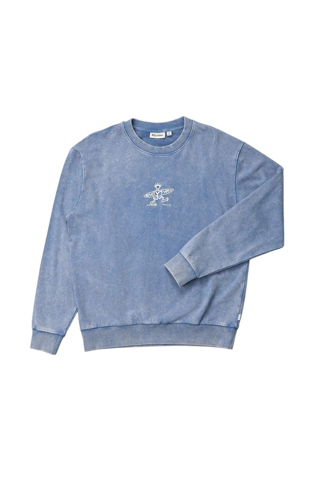 RHYTHM Drifter Salt Wash Crew Slate Men's Crewnecks Rhythm 