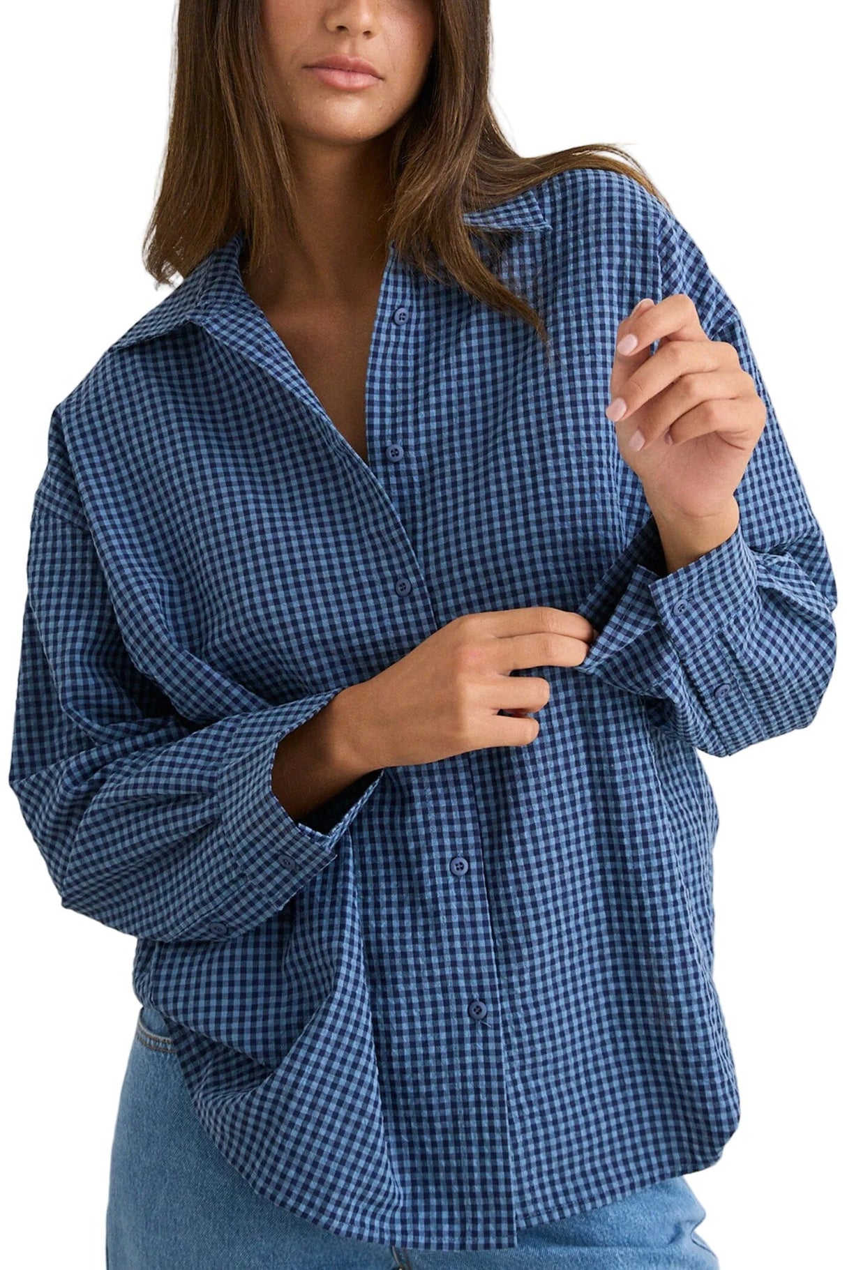 RHYTHM Women's Serene Oversized Long Sleeve Shirt Indigo Women's Flannels and Button Ups Rhythm 