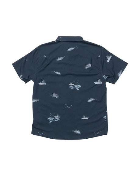 SALTY CREW Breezer Perforated Short Sleeve Button Up Shirt Midnight Navy Men's Short Sleeve Button Up Shirts Salty Crew 