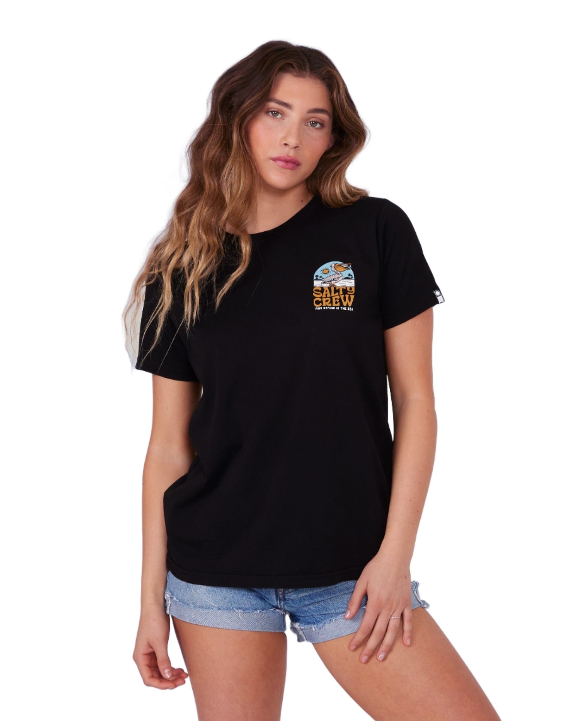 SALTY CREW Women's Seaside Boyfriend T-Shirt Black Women's T-Shirts Salty Crew 