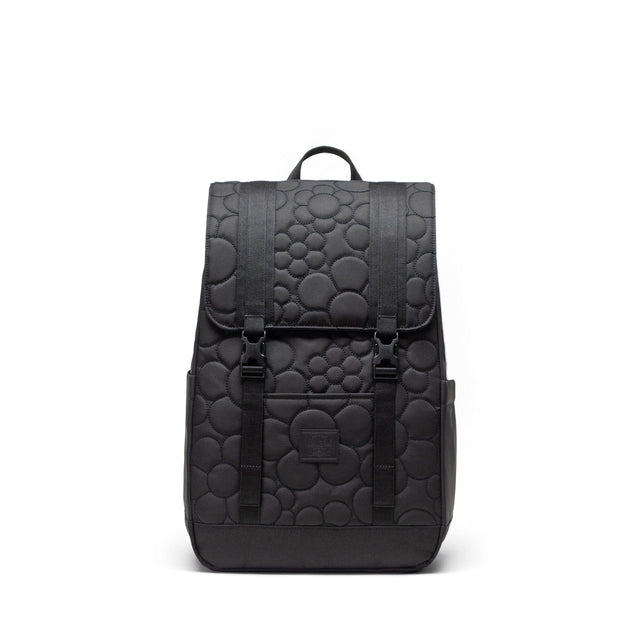 HERSCHEL Quilted Retreat Small Backpack Black Tonal Daisy Backpacks Herschel Supply Company 