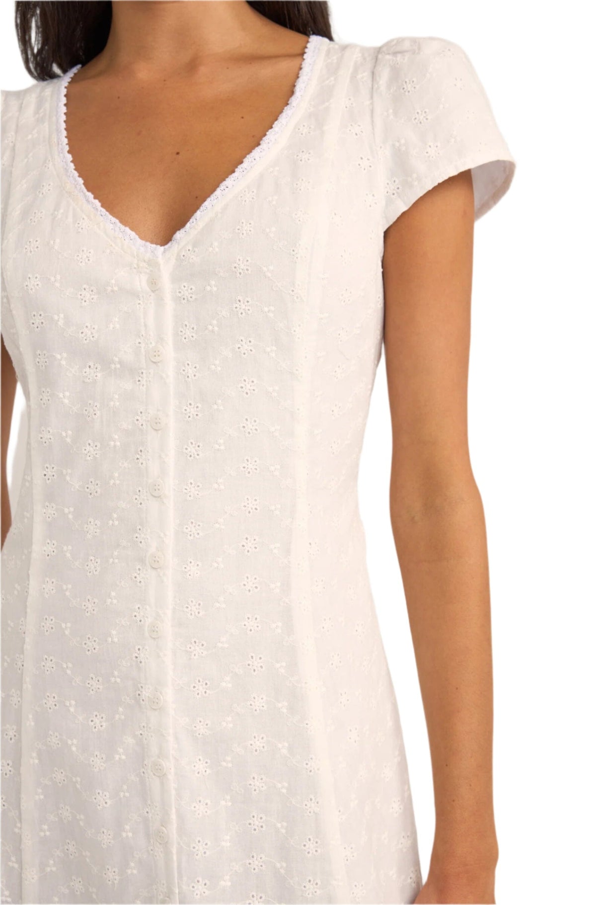 RHYTHM Women's Tallulah Cap Sleeve Midi Dress White Women's Dresses Rhythm 