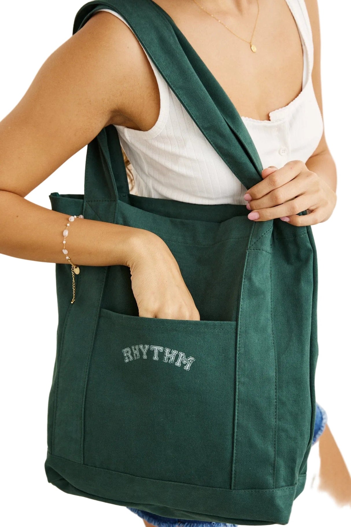 RHYTHM Collegiate Tote Bag Forest Tote Bags Rhythm 