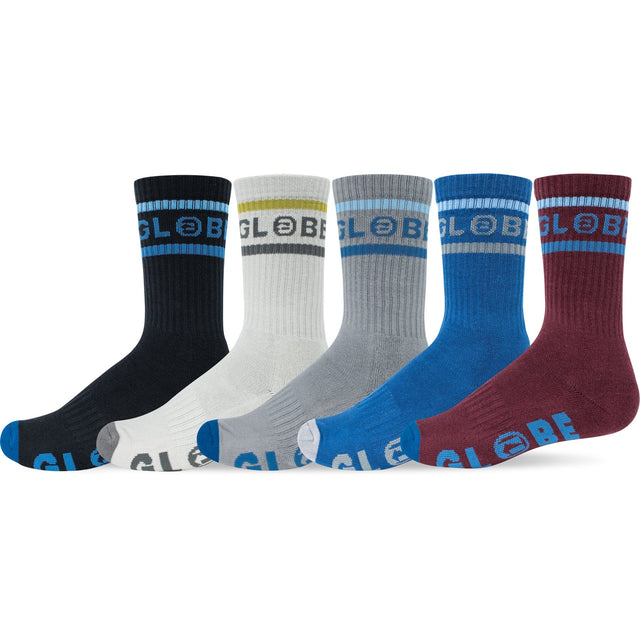 GLOBE Tilt Hi Crew Sock 5 Pack Assorted Men's Socks Globe 