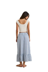 RHYTHM Women's Lola Check Tiered Maxi Skirt Blue Women's Skirts Rhythm 
