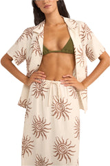 RHYTHM Women's Seafarer Short Sleeve Shirt Brown Women's Blouses Rhythm 