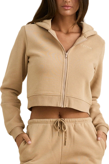 RHYTHM Women's Shelly Zip Through Fleece Oat Women's Zip Hoodies Rhythm 