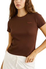RHYTHM Women's Everyday Rib T-Shirt Chocolate Women's Short Sleeve T-Shirts Rhythm 