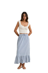 RHYTHM Women's Lola Check Tiered Maxi Skirt Blue Women's Skirts Rhythm 